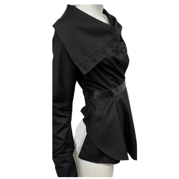 WIDOW - DOLLS KILL black cowl neck asymmetrical wrap jacket NWT - Picture 6 of 8